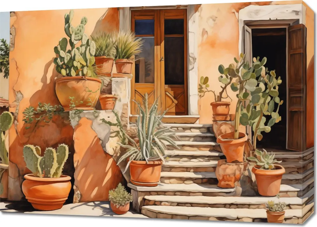 Image 70 x 50 cm Oasis ensoleillée des cactus - Décoration murale salon