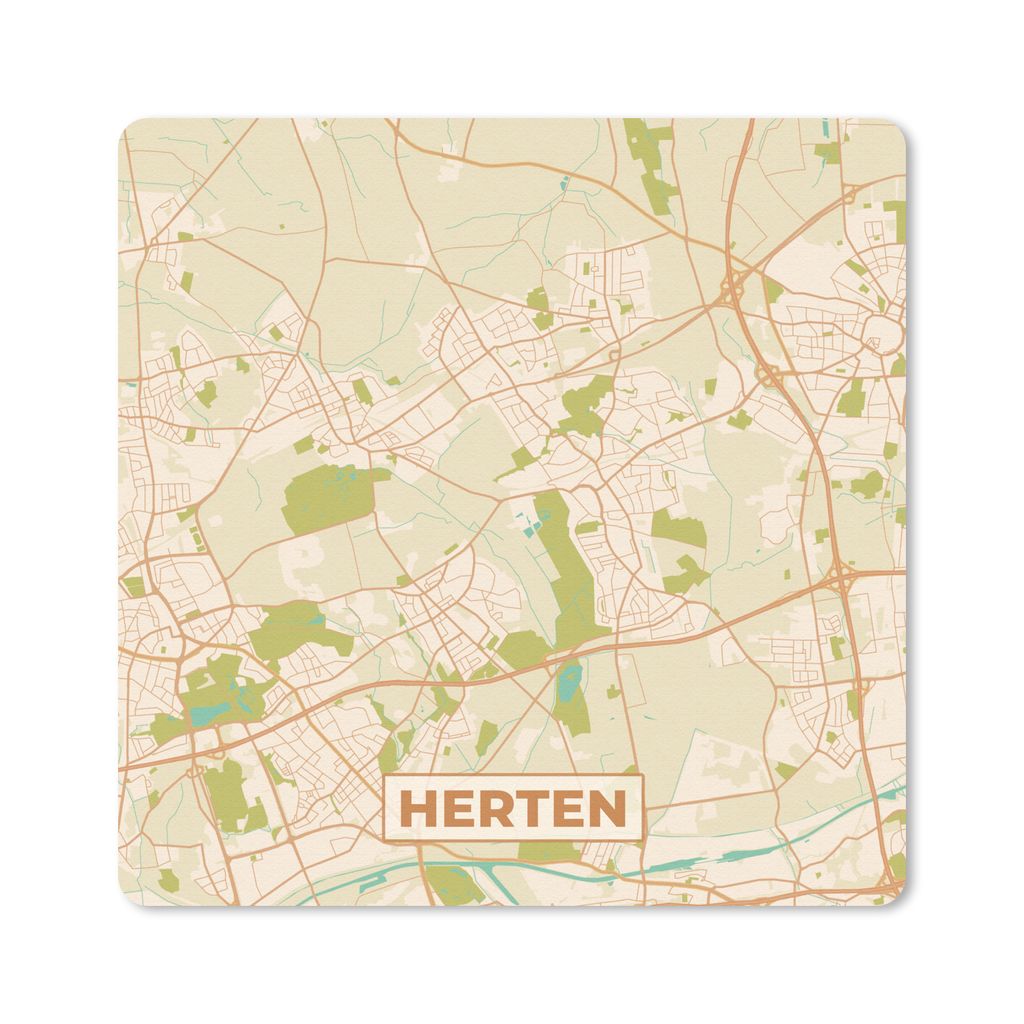 MuchoWow Mauspad Mousepad Hirsch - Vintage - Karte - Stadtplan 20x20 cm - Mousepads - Maus Mat - Pad - Mausunterlage - Desk Mat - Bureauartikeln