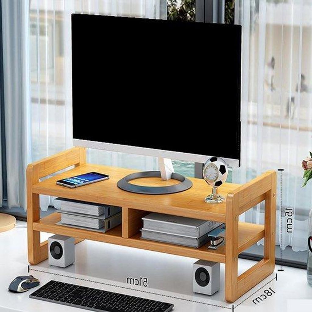 Multifunktioneller Hout-Desktoporganizer für Computer Laptop Drucker - Hellbraun