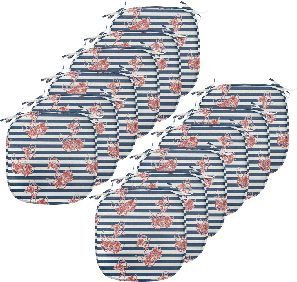 Coussins de Chaise Anti-Glisse Lot de 12 Imperméables Motif Marin 40 cm