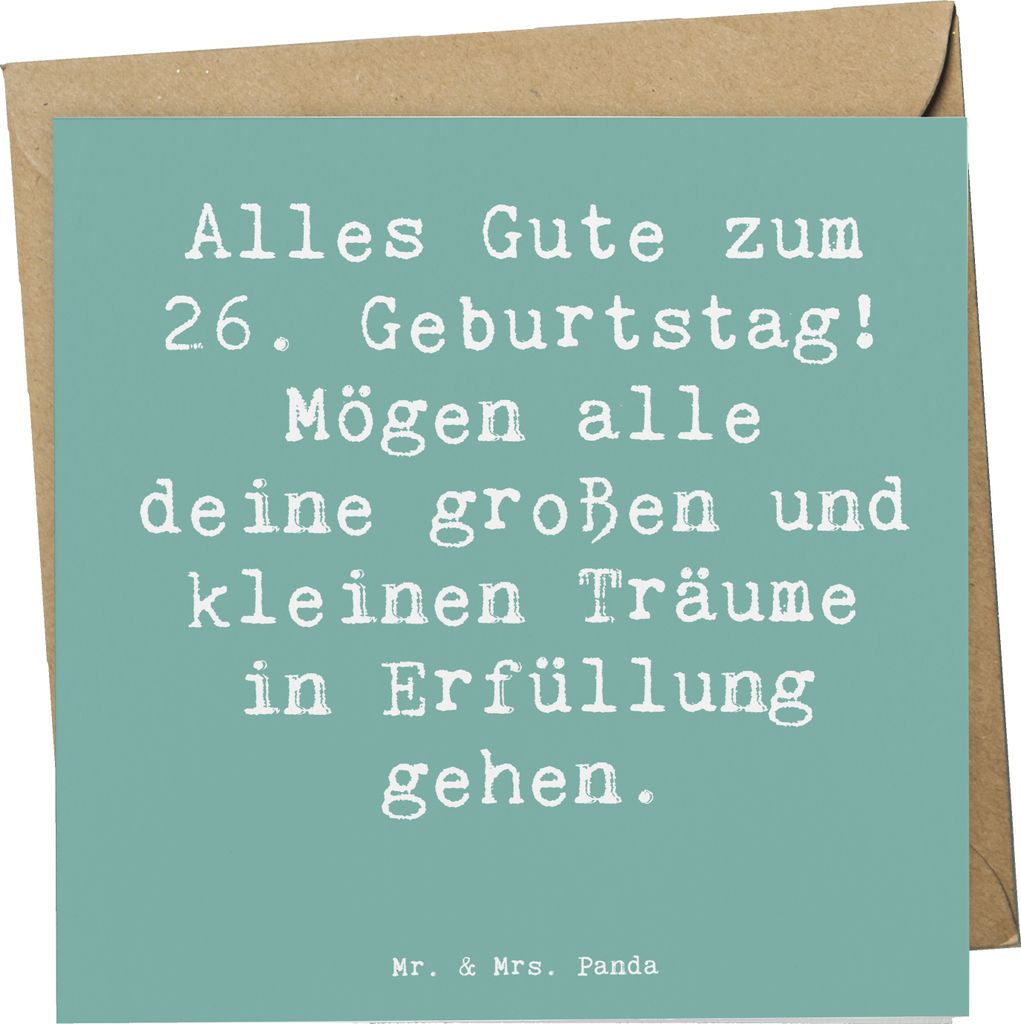 Mr. & Mrs. Panda Glückwunschkarte Spruch 26. Geburtstag - Meeresbrise - Geschenk, Grußkarte, Meilenstein, Alles Gute zum, anlasskarte, besondere ...