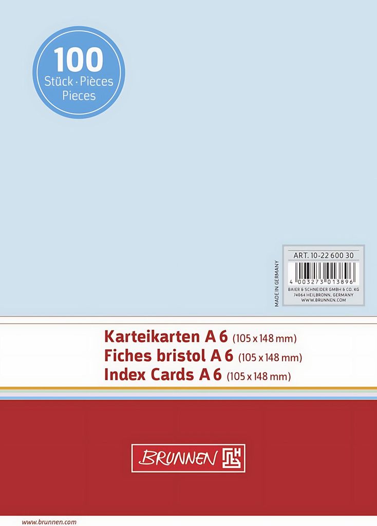 Karteikarten A6 blanko blau VE=100 Stück Produktbild 