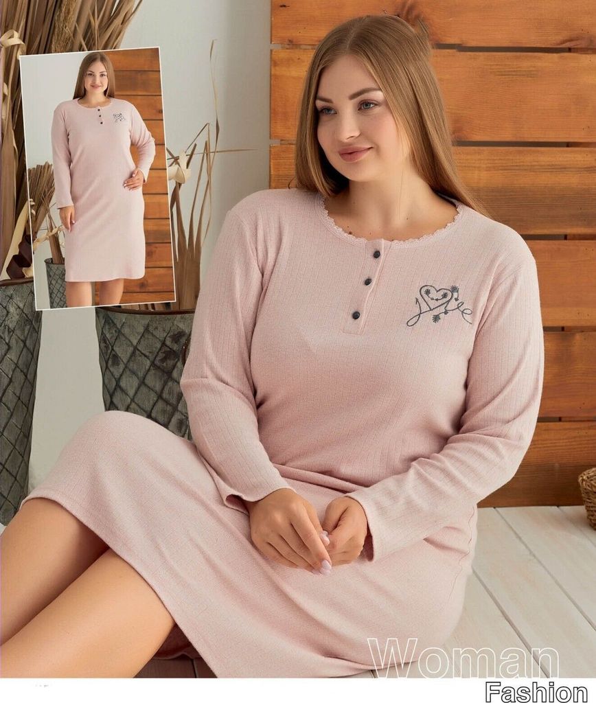 Damen Pyjama Schlafanzug Hellrosa XL Warm Baumwolle 2-Teiler Set Winter A-84