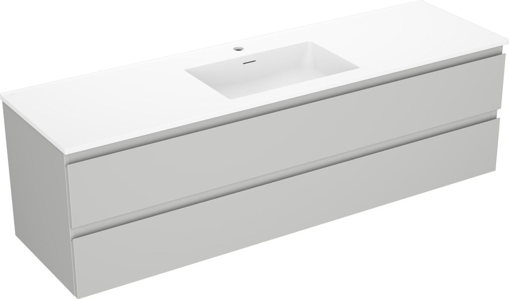 Mexen Orio Badezimmerschrank 160 cm mit Waschbecken Otis, 2 Schubladen, Grau matt/Weiß matt - 91A10-16047-2-BFF62-W18M01