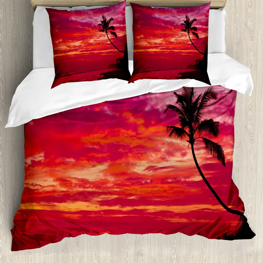 Set Letto Rosso ABAKUHAUS 200x200 Ocean Beach Palms Tropical