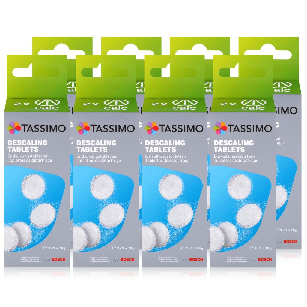 Bosch TCZ6004 Enkalkungstabletten für alle Tassimo Getränke-Automaten (8er Pack