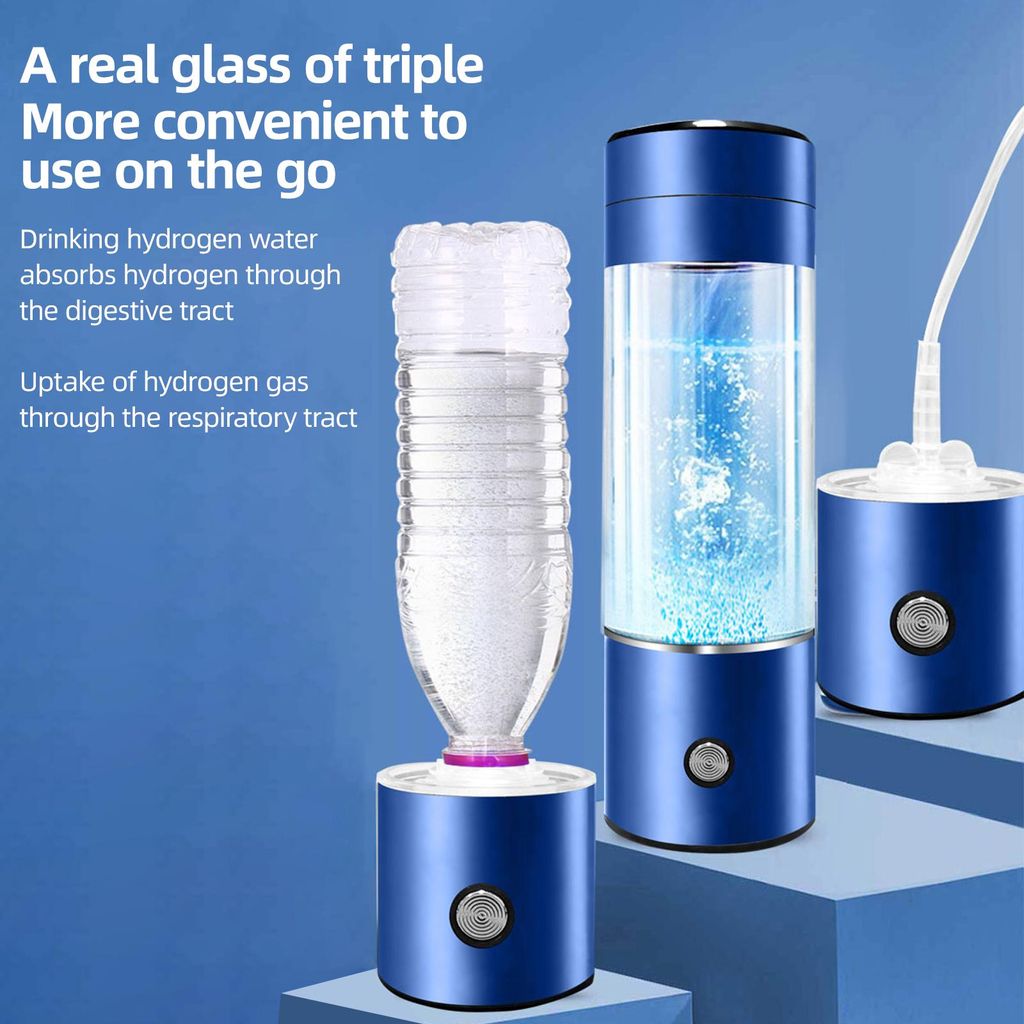 Tragbarer Wasserstoff-Wasserflaschengenerator – Ionisator-Maschine mit PEM- und SPE-Technologie, wiederaufladbar über USB für Reisen zu Hause, ...