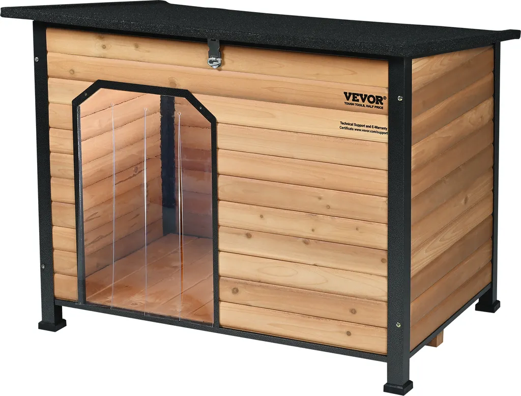 Maison pour Chien en Bois et Métal Résistante aux Morsures pour Jardin