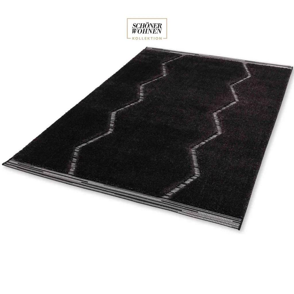 Tapis poils longs Noir Winsome 140x200 cm haute densité et moelleux - 5