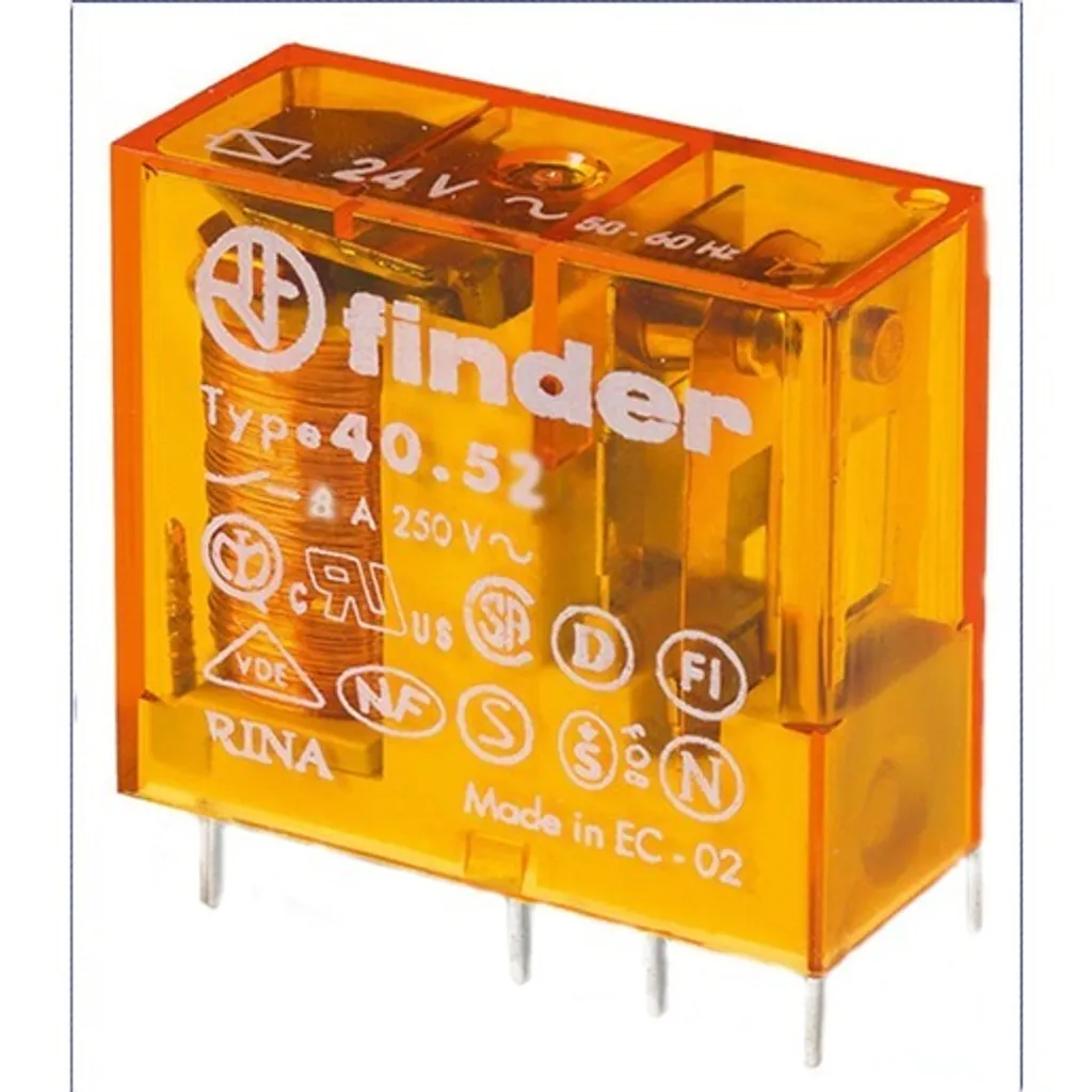 Relè Finder 40.52.8.024.0000 24V AC 8A - Originale Passo 5mm