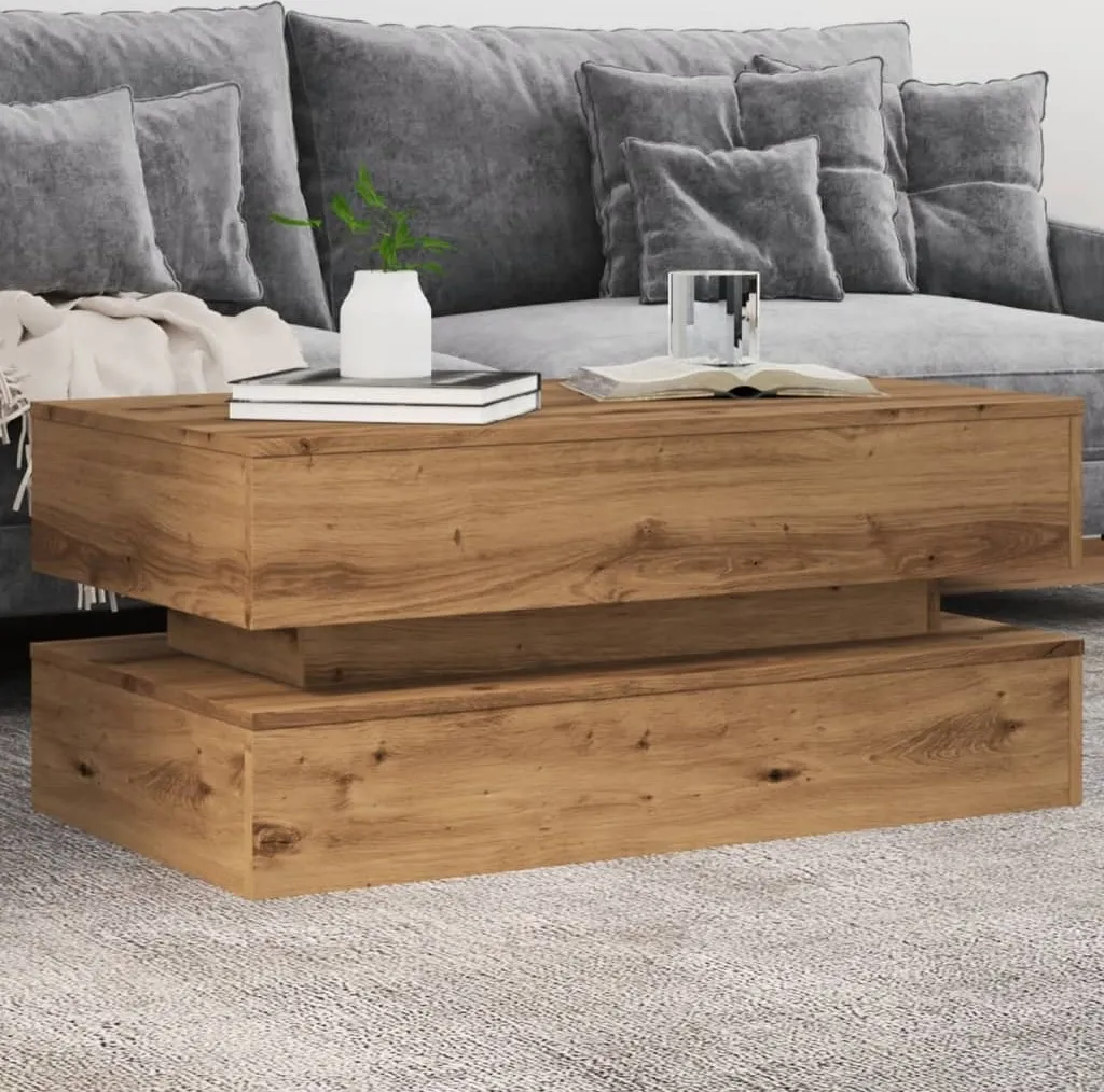 Tavolino da Caffè con LED Rovere Artisan 90x50 - Design Minimalista DE9197143