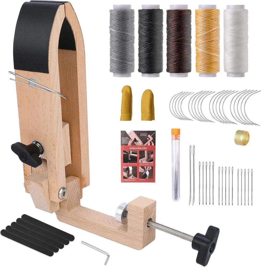 Kit couture cuir à la main poney en bois et pinces pour bricolage