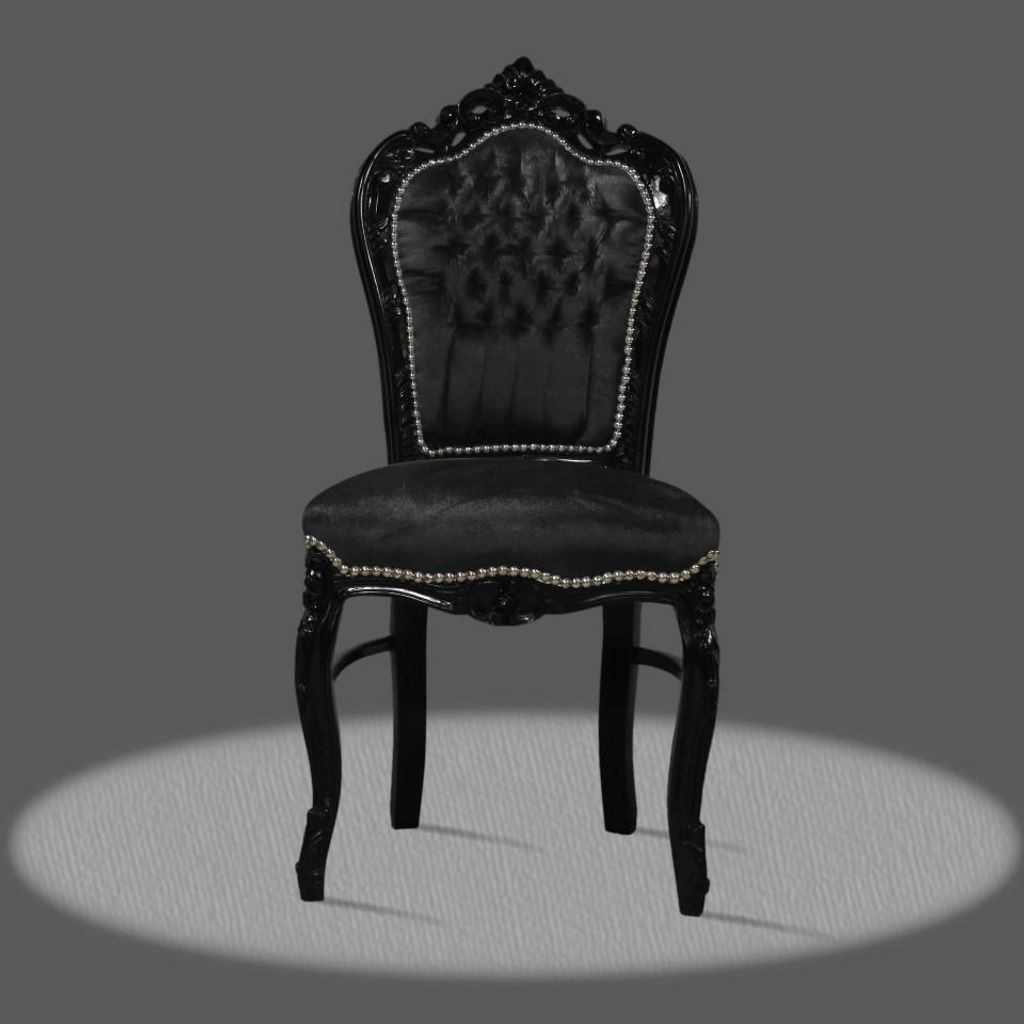 Barockstuhl Schwarz Stoff elegant edel antik repro