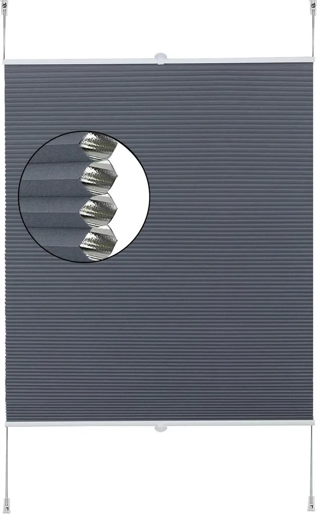 Store Plissé Bleu Anti-Regards sans Trou pour Fenêtre PVC 76x183 cm
