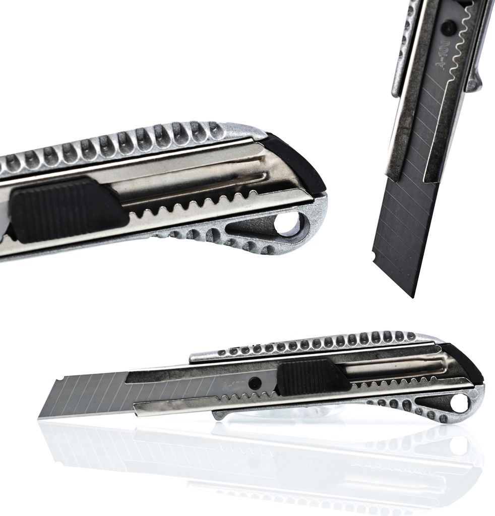Rosfix Knives – Tapetenmesser aus Aluminium | 100x18x0,5mm, Ergonomisch, Kohlenstoffstahl Klinge, Bruchklinge | Für Tapeten, Papier, Werkstatt