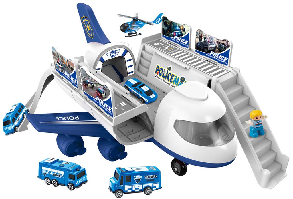 Flugzeug-Spielzeug Set mit 6 Auto Bildungsfahrzeug Polizei für 3 6 Jahre Kinder