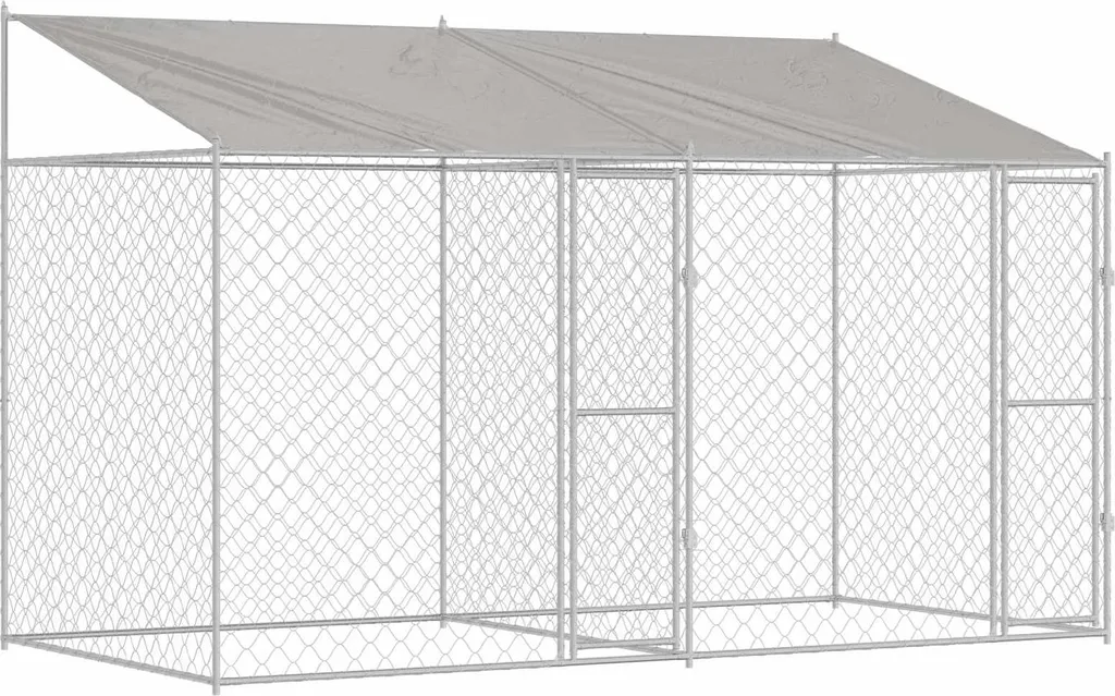 Chenil extérieur pour chien avec toit de protection 400 x 200 x 256 cm