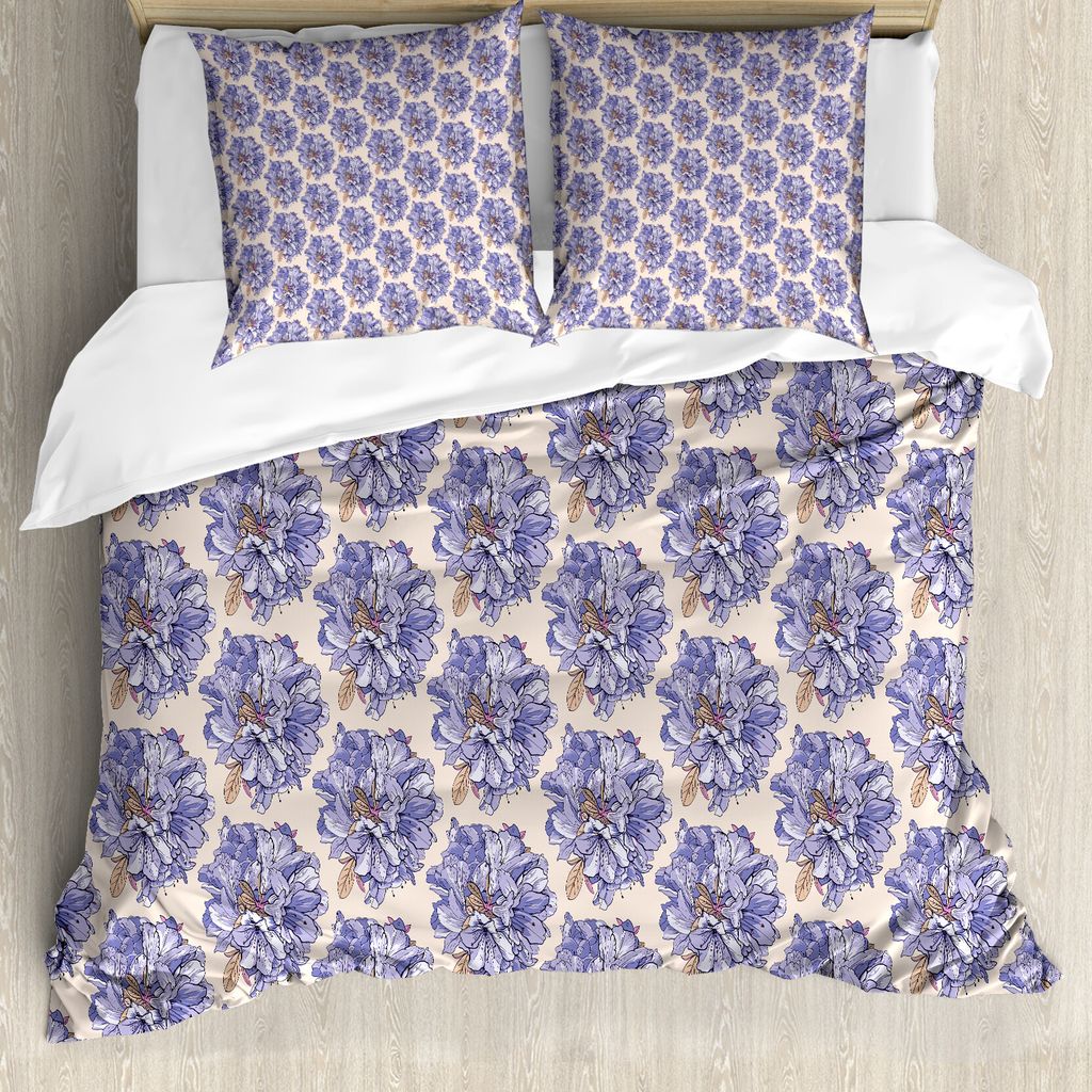 ABAKUHAUS Blumen Bettbezug Set für Einzelbetten, Frühlings-Blumen-Bündel, Milbensicher Allergiker geeignet mit Kissenbezug, 200 cm x 200 cm - 80...