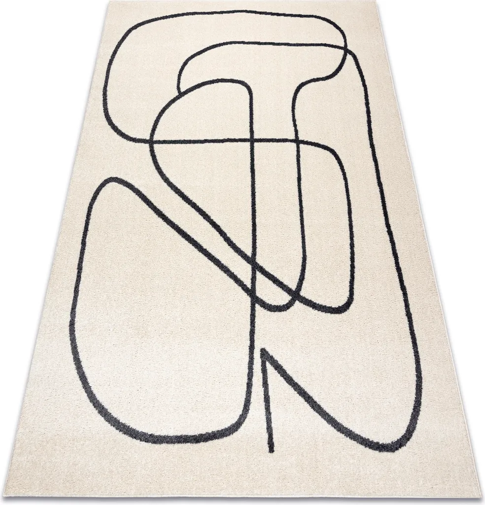 Tapis de salon moderne crème 120x170 cm à motifs lignes abstraites