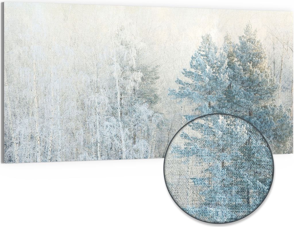 DEQORI Hybrid Leinwand Bild 100x50 cm 'Frostige Stille' Wandbild Glas flach modern