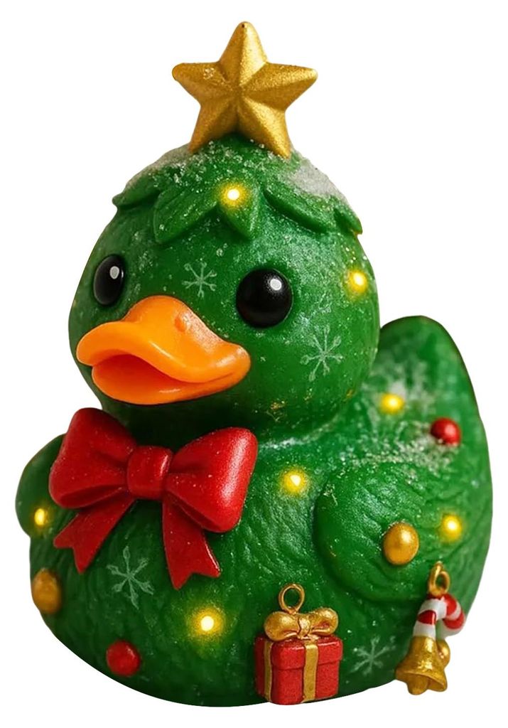 Weihnachtsentenfigur, Lebkuchen-Weihnachtsbaum-Entenornament, Tisch-Zuckerstangen-Entenstatue für festliche Dekoration, Weihnachtsfeier, Strumpff...