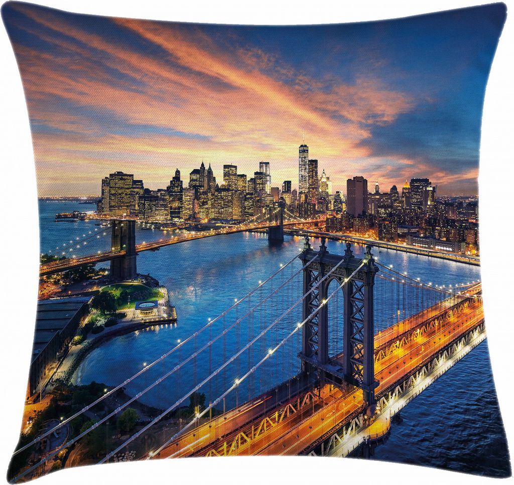 ABAKUHAUS New York Kissenbezug, Sunset Stadtbild, aus Farbfesten Waschbaren Stoff Beidseitiger Druck mit robusten Reißverschluß, 45 x 45 cm, Mehr...