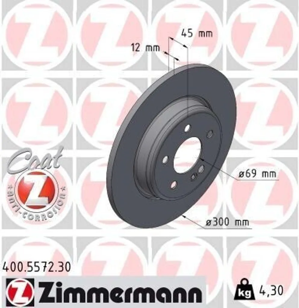 Paire de Disques de Frein Zimmermann 300mm pour Système de Freinage 4 Trous