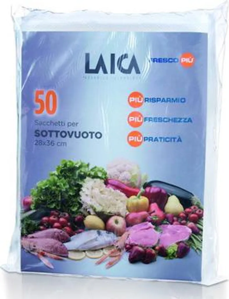 Laica VT3500 Sacchetti Sottovuoto 28x36cm | 50 Buste BPA Free Professionali