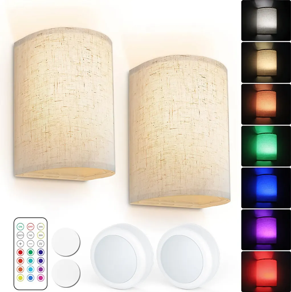 INF Appliques Murales LED Lot de 2 avec Télécommande 3 Modes Couleurs