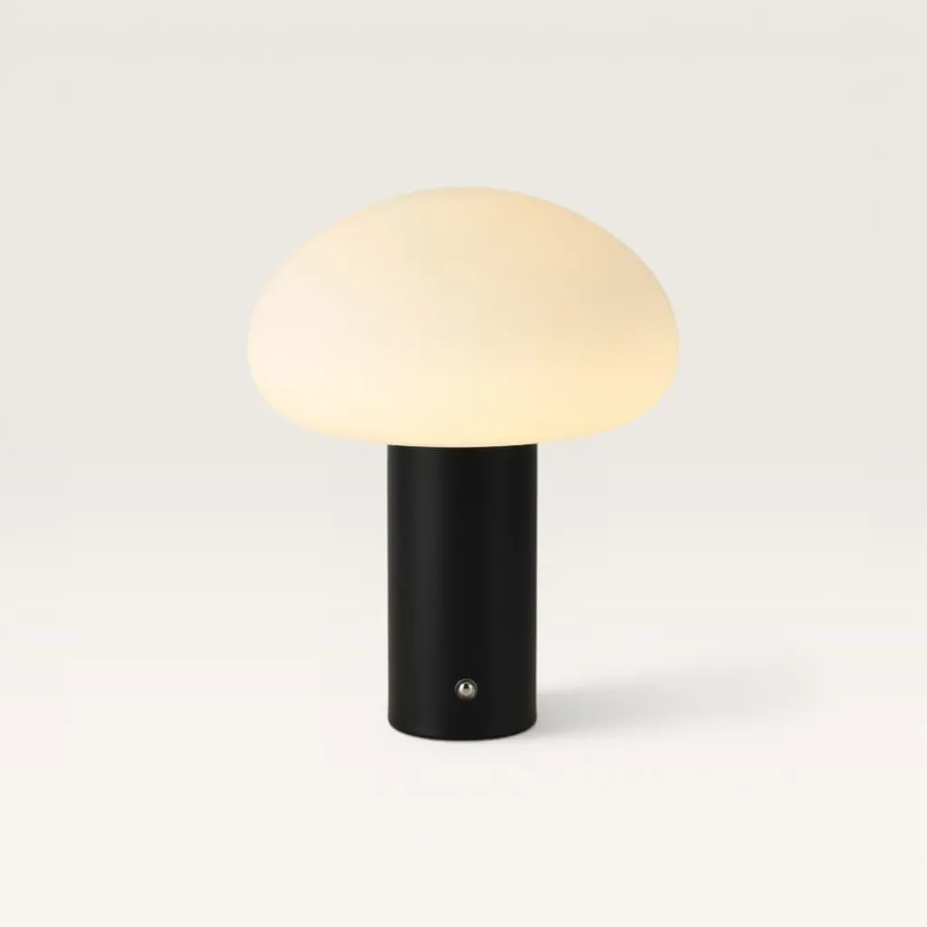 LUSENZ Lampe de Table LED 4W Noire Champignon Rechargeable Sans Fil