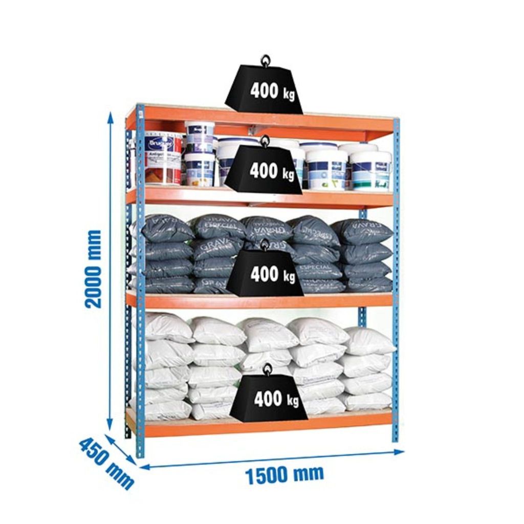 Simonrack Schwerlastregal ECOFORTE 1504-4 458100047201548 orange, blau 150,0 x 45,0 x 200,0 cm