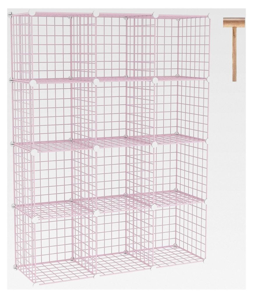 Drahtwürfel-Aufbewahrung, 12 – Metall-Würfel-Organizer, C-Gitter, modulare Regale, Schrank-Organizer, geeignet für Zuhause, Büro, Wohnzimmer,...