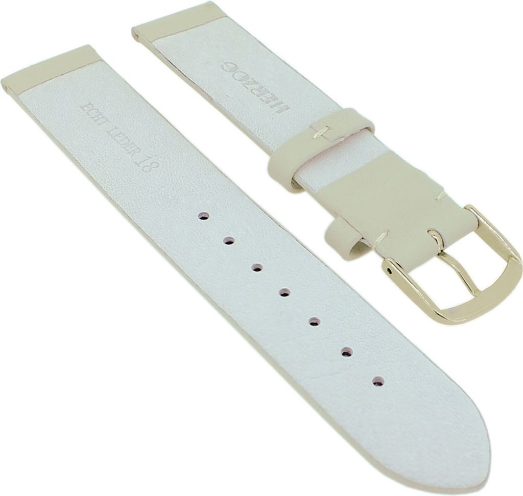 Herzog Beach II Uhrenarmband beige / Sand glattes Leder gleichlaufend, Stegbreite:20mm, Schließe:Gelbgolden