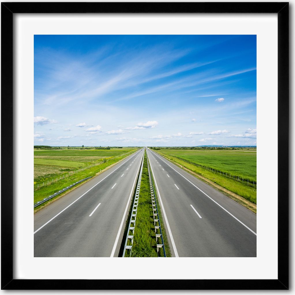 Bild - 50 cm x 50 cm - MDF - Rahmen, Wandkunst - Autobahn