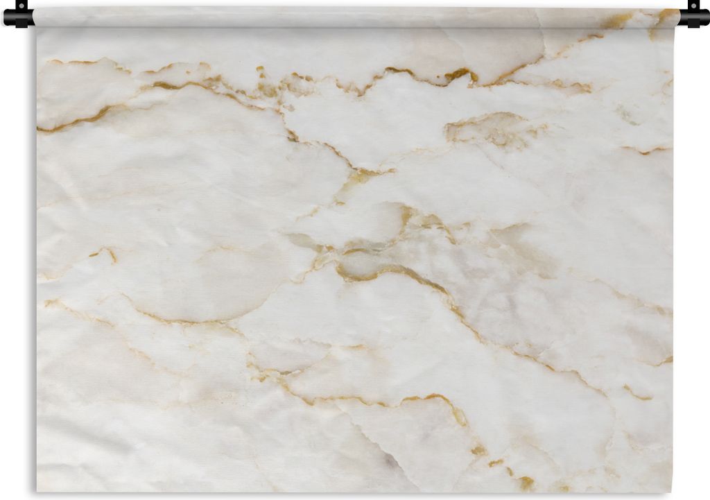 MuchoWow Wandteppich Wandbehang Marmor - Limette - Gold - Luxus - Marmoroptik - Weiß 90x67.5 cm Tapisserie Dekoration Wandtuch - Fototeppich - W...