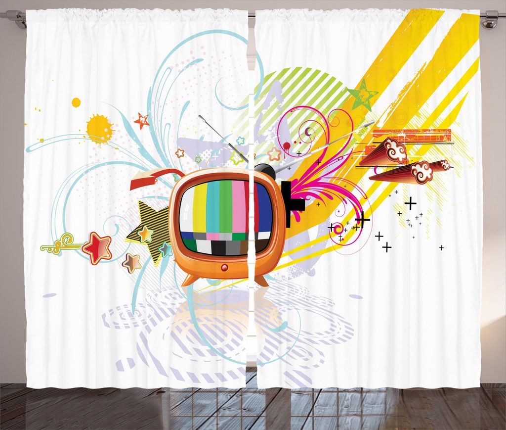 ABAKUHAUS Modern Rustikaler Vorhang, Digital Media TV Kunst, Wohnzimmer Universalband Gardinen mit Schlaufen und Haken, 280 x 175 cm, Mehrfarbig