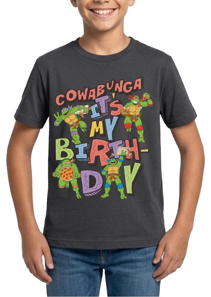 Spreadshirt Teenage Mutant Ninja Turtles It's My Birthday Teenager T-Shirt, 134/146 (9-11 Jahre), Dunkelgrau
