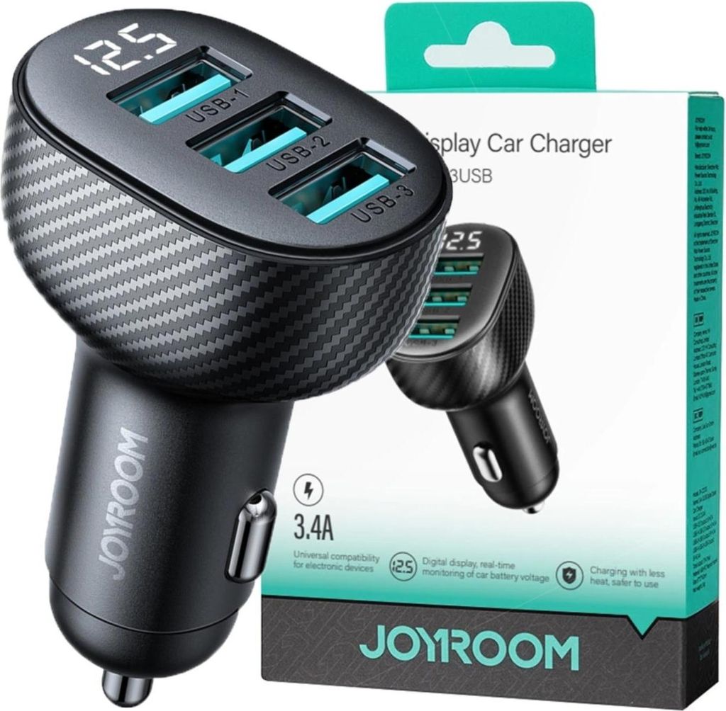 Joyroom Caricabatterie da auto Jr-Ccd03 3,4A con display 3X Immagine del prodotto 