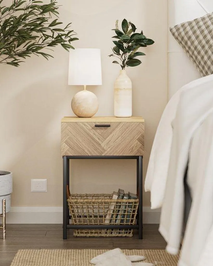 Table de chevet avec tiroir pour petits espaces, solution rangement