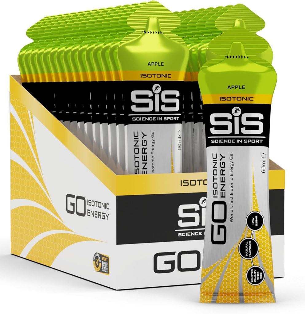 Science in Sport - SIS GO Isotonic Energy Gel - Vegan - Apfel geschmack - Isotonische Formulierung mit 22g Kohlenhydraten - 30 x 60ml
