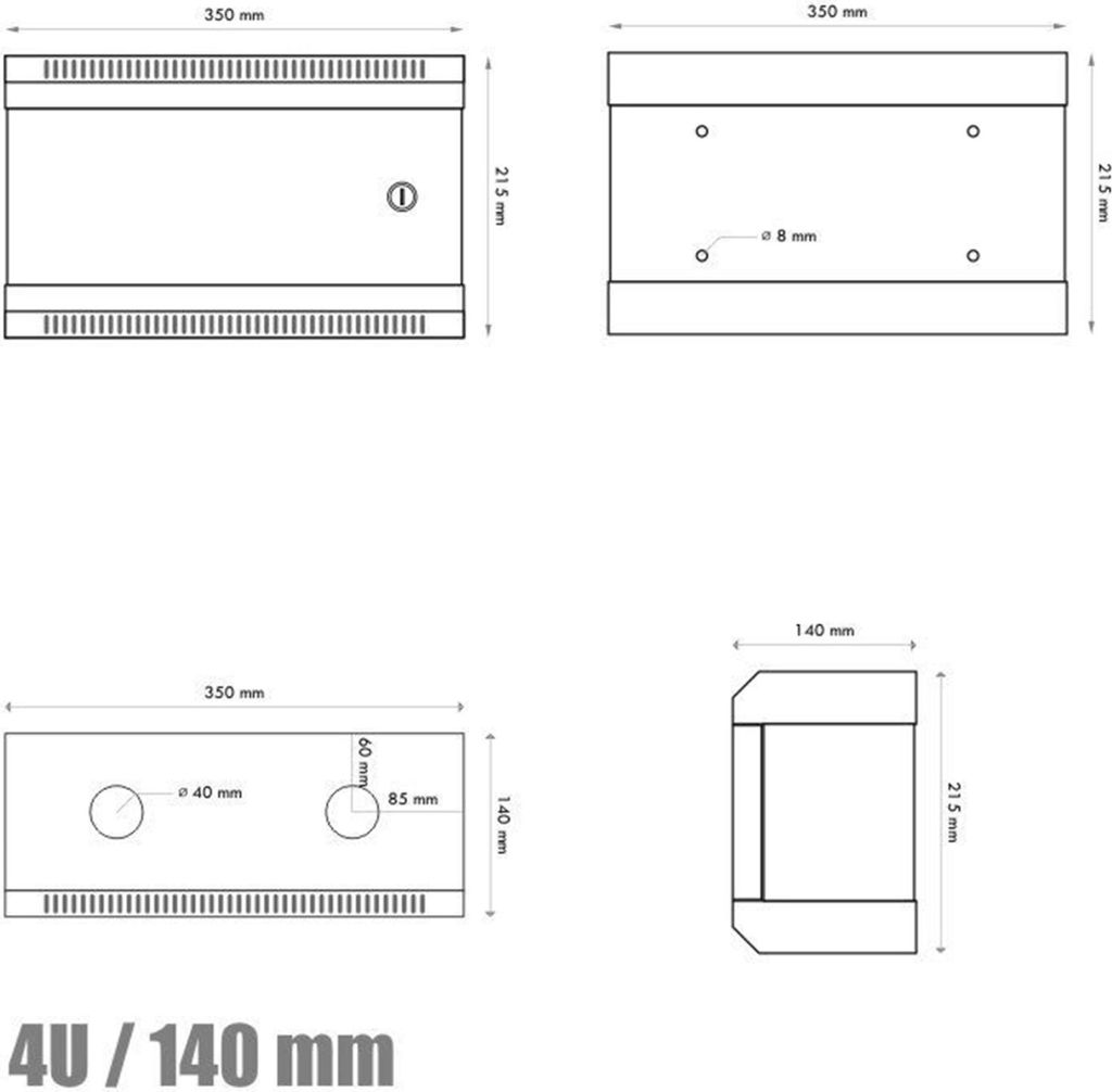 Datacom 10" 4U/140 mm (Blatt) grau