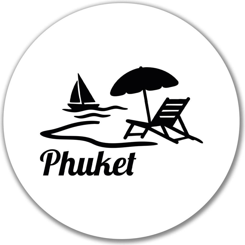 Huuraa Aufkleber Phuket Inselmotiv Thailand 10cm rund Sticker Geschenkidee
