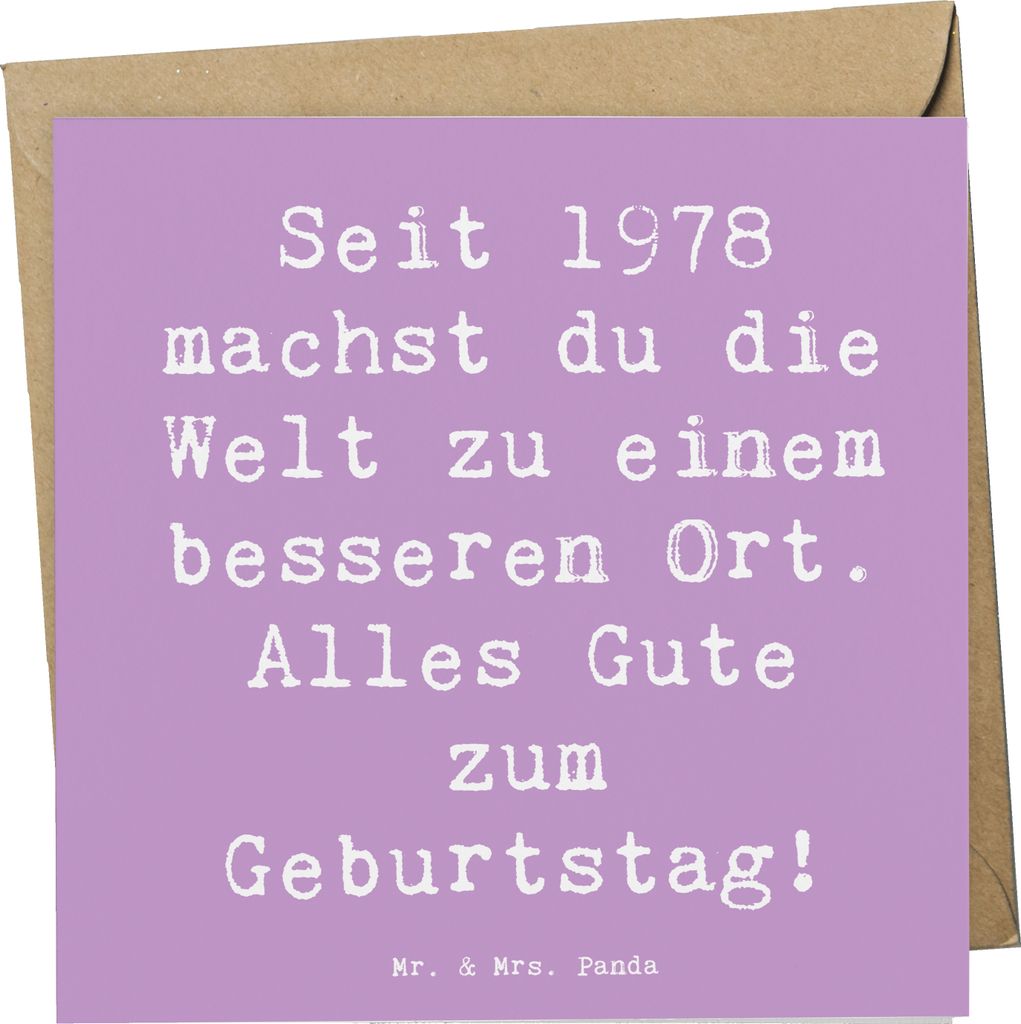 Mr. & Mrs. Panda Grußkarte Spruch 1978 Geburtstag - Lavendeltraum - Geschenk, Geburtstagsgeschenk, anlasskarte, besonderer Mensch, Alles Gute, Hap...