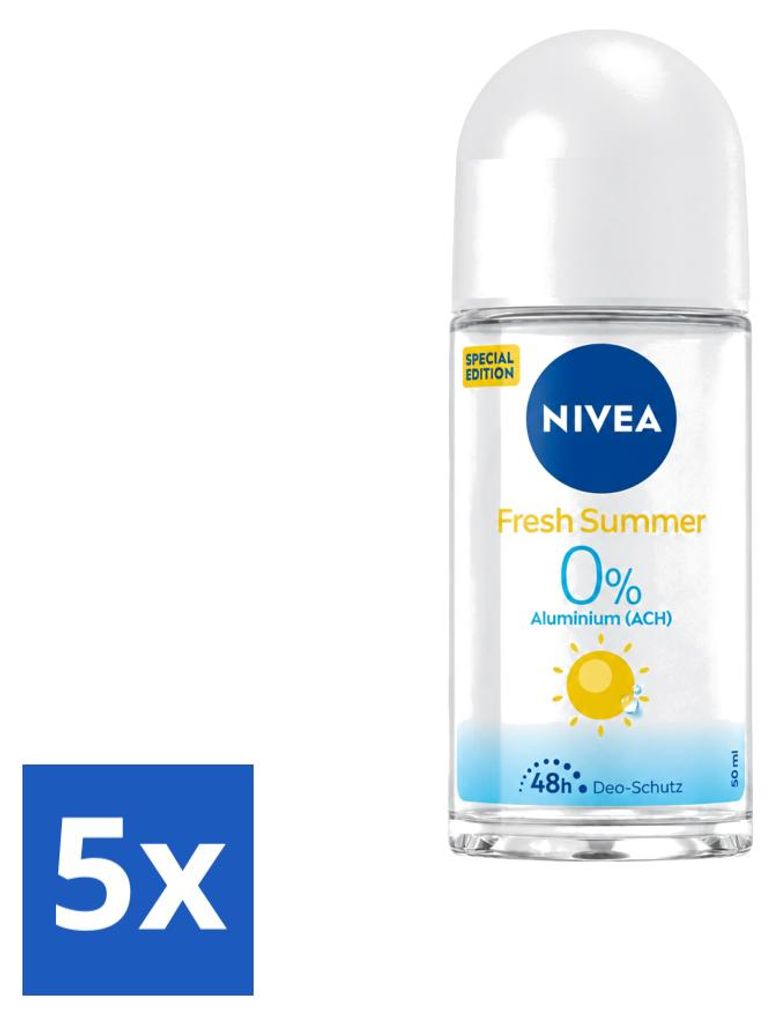 5 kusov NIVEA Fresh Summer, deodorant v roll-on aplikátore Obrázok produktu 