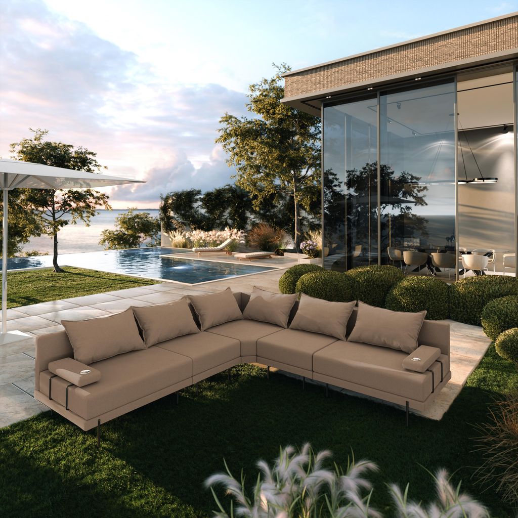 TRADA Gartensofas, Gartenecksofa Bahama L Beige 298x298 cm Produktbild 