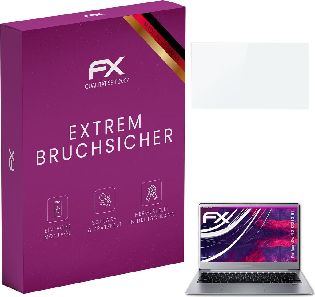 atFoliX FX-Hybrid-Glass Displayfolie kompatibel mit Acer Swift 3 (SF313-51) Glasfolie