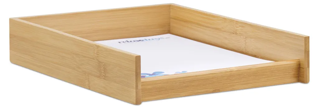 Range-revues en bois naturel lot de 5 trieurs de documents pour étagère