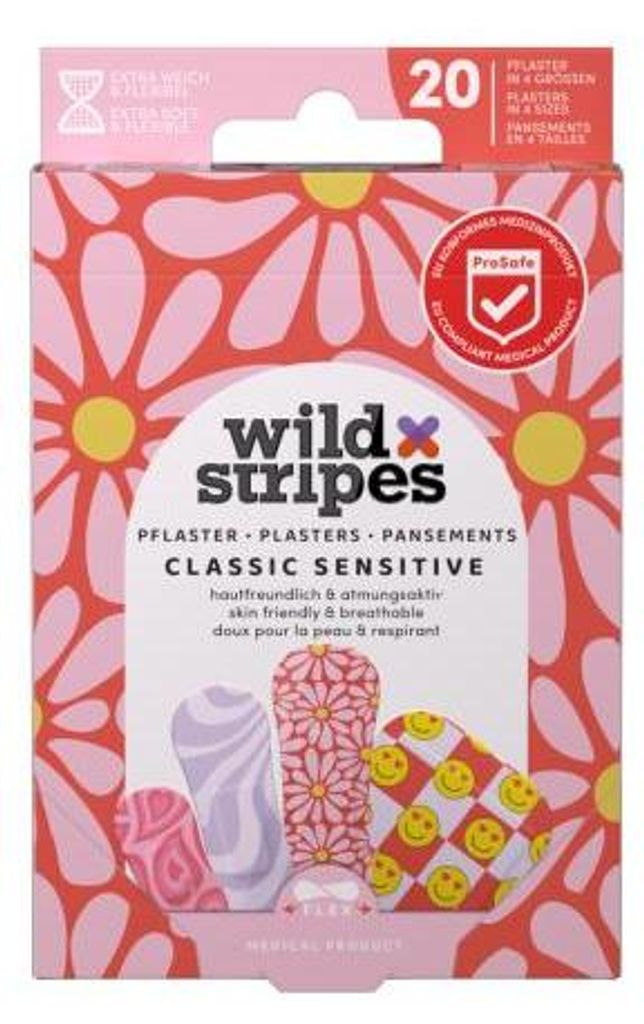 Wild Stripes Pflaster Classic sensitiv Pastel Fun 20 St