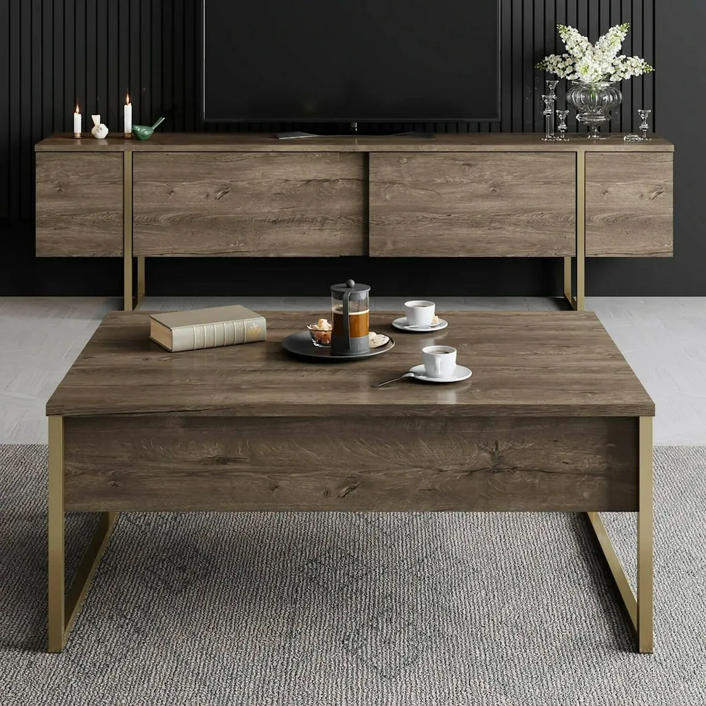 Table Basse de Salon Rectangulaire Noyer Brun 90x60 cm Modèle Lavinia
