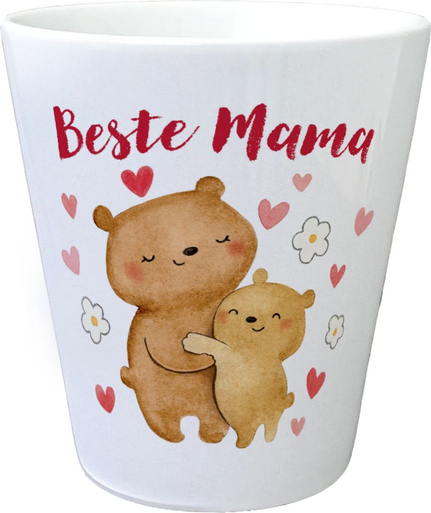 Bären Mutter und Kind Blumentopf mit Spruch Beste Mama